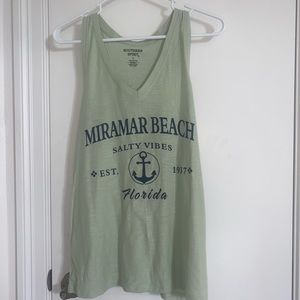 Southern Spirit Womens Miramar Beach Florida Salty Vibes Green Anchor Tank Top